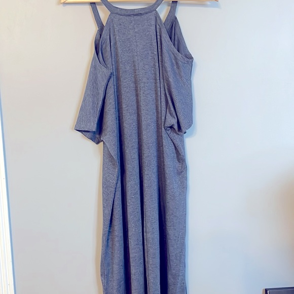 Steel blue cold shoulder t-shirt dress - Picture 2 of 4